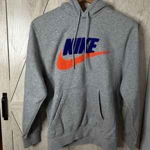 Nike Gray Hoodie with Blue and Orange Swoosh